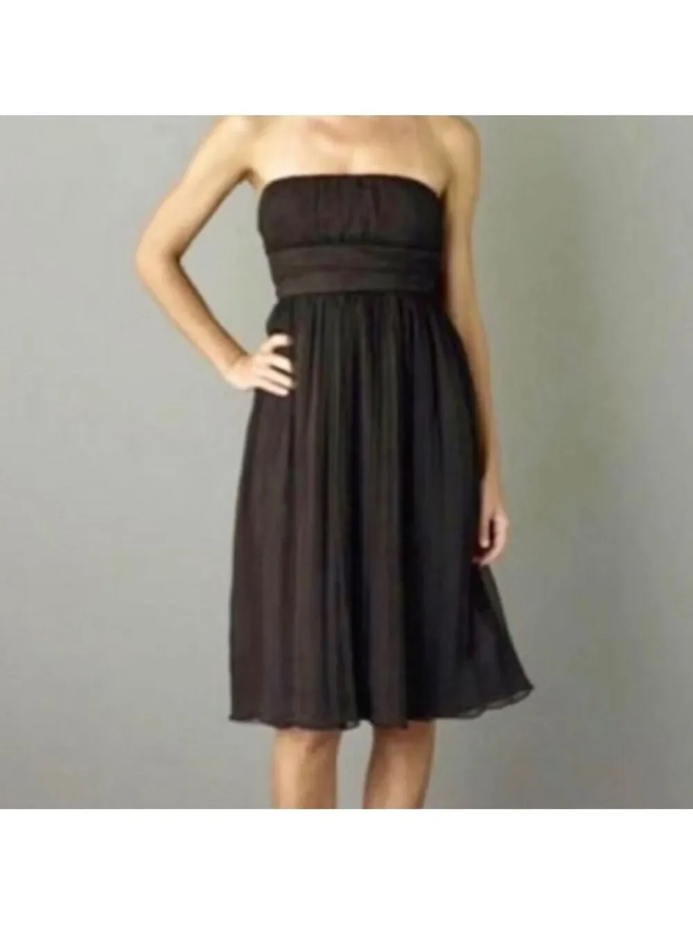 J. Crew Emily 100% Silk Strapless Chiffon Dress Size 0